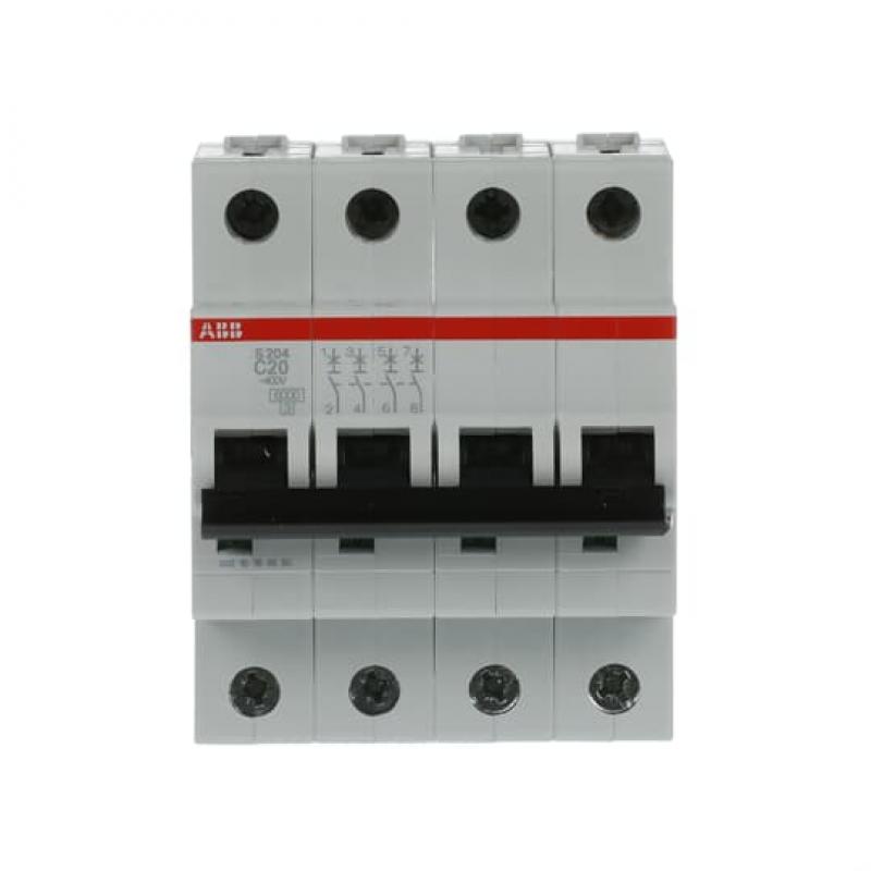 ABB S204-C20 Sicherungsautomat C-Char., 6 kA, 20 A, 4P