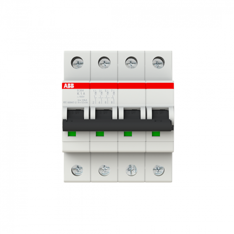 ABB S204-K1 Sicherungsautomat K-Char., 6 kA, 1 A, 4P
