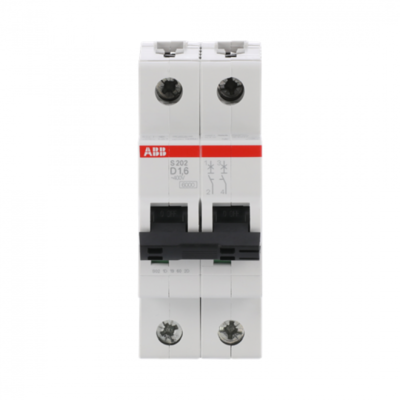 ABB S202-D1.6 Sicherungsautomat D-Char., 6 kA, 1.6 A, 2P