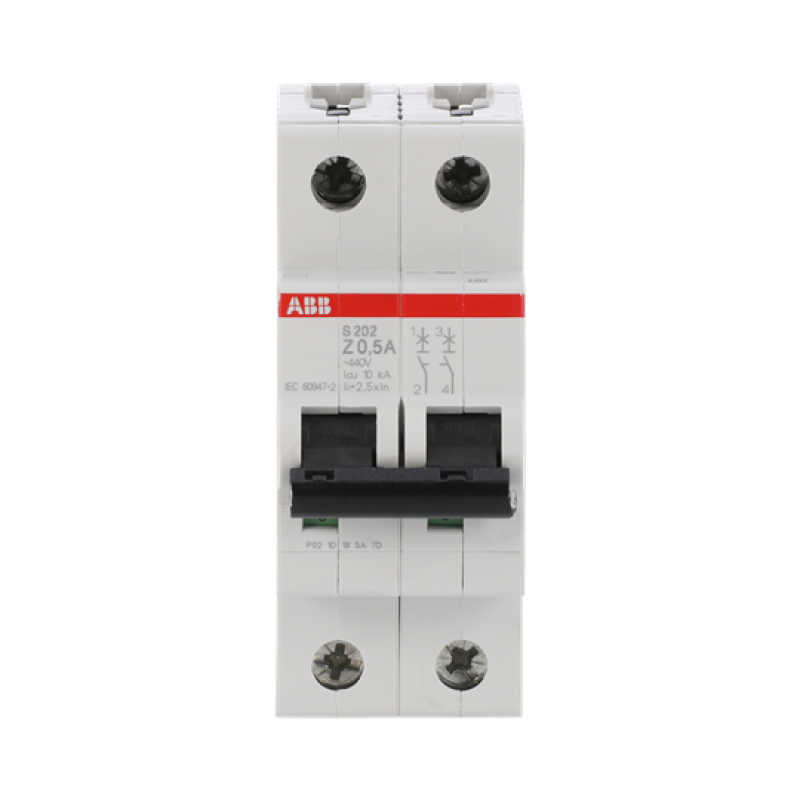 ABB S202-Z0.5 Sicherungsautomat Z-Char., 6 kA, 0.5 A, 2P