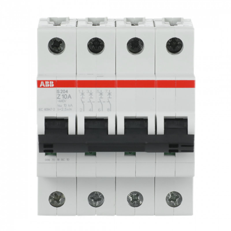 ABB S204-Z10 Sicherungsautomat Z-Char., 6 kA, 10 A, 4P
