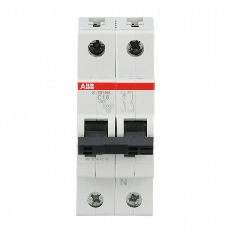 ABB S201-C1.6NA Sicherungsautomat C-Char., 6 kA, 1.6 A, 1P+NA