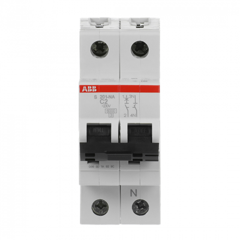 ABB S201-C2NA Sicherungsautomat C-Char., 6 kA, 2 A, 1P+NA