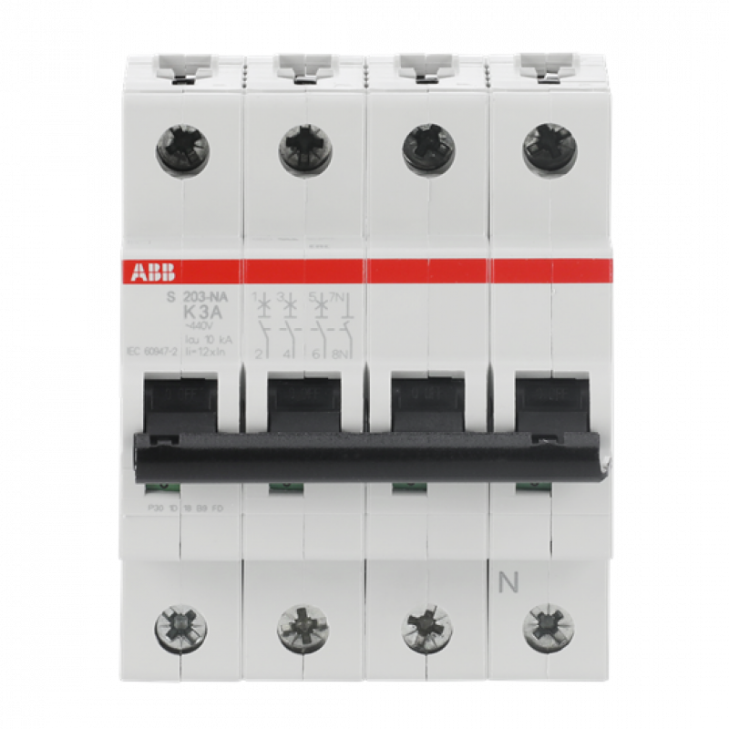 ABB S203-K3NA Sicherungsautomat K-Char., 6 kA, 3 A, 3P+NA