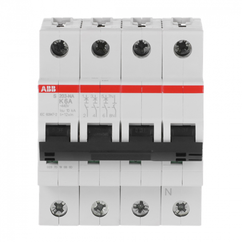 ABB S203-K6NA Sicherungsautomat K-Char., 6 kA, 6 A, 3P+NA