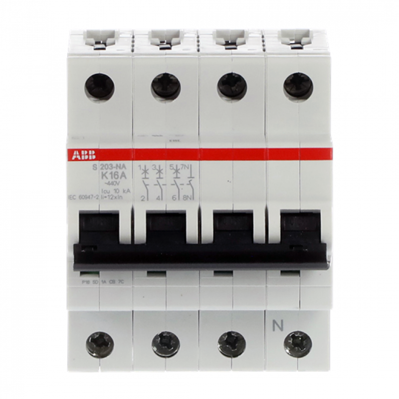 ABB S203-K16NA Sicherungsautomat K-Char., 6 kA, 16 A, 3P+NA