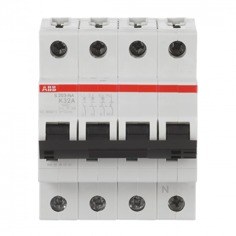 ABB S203-K32NA Sicherungsautomat K-Char., 6 kA, 32 A, 3P+NA