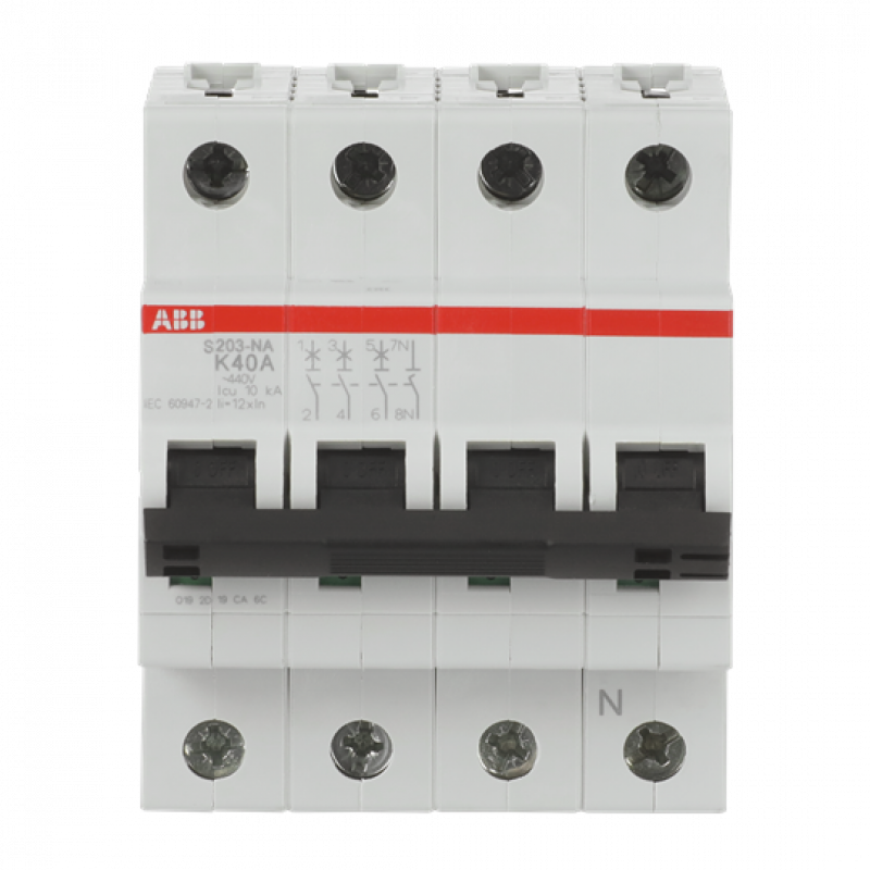 ABB S203-K40NA Sicherungsautomat K-Char., 6 kA, 40 A, 3P+NA