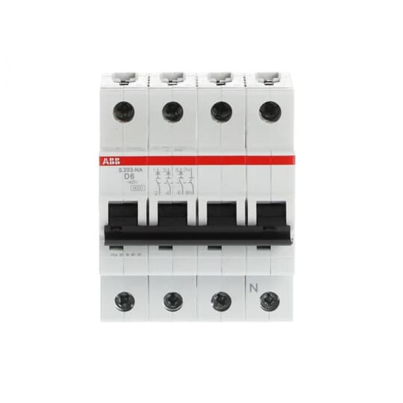 ABB S203-D6NA Sicherungsautomat D-Char., 6 kA, 6 A, 3P+NA