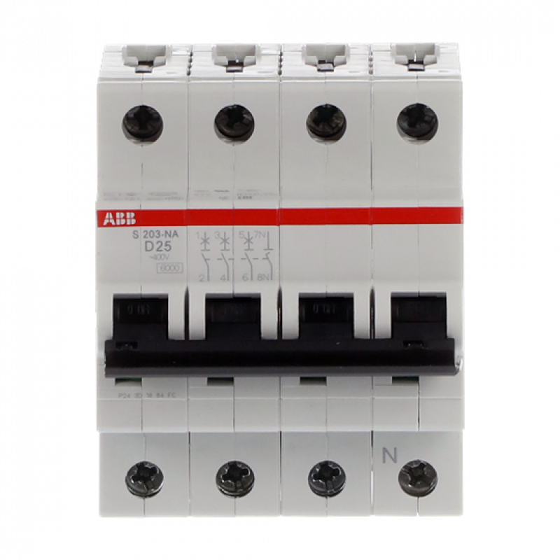 ABB S203-D25NA Sicherungsautomat D-Char., 6 kA, 25 A, 3P+NA