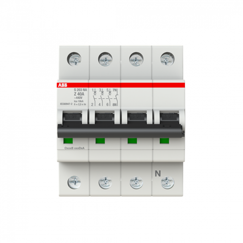 ABB S203-Z40NA Sicherungsautomat Z-Char., 6 kA, 40 A, 3P+NA