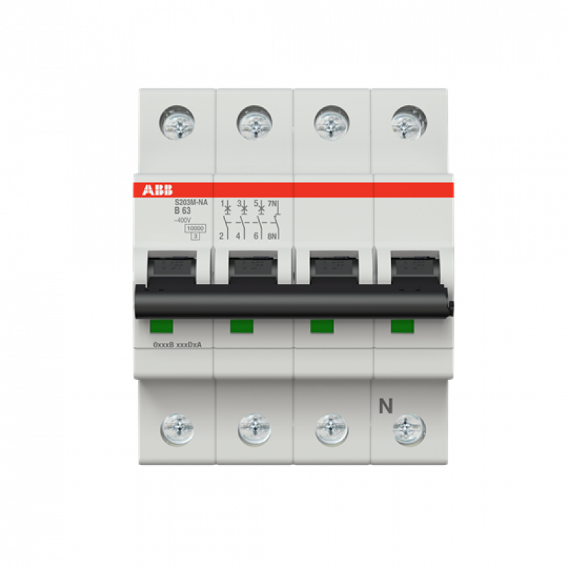 ABB S203M-B63NA Sicherungsautomat B-Char., 10 kA, 63 A, 3P+NA