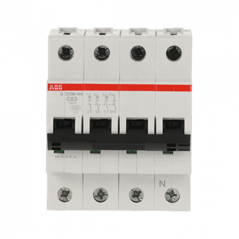 ABB S203M-C63NA Sicherungsautomat C-Char., 10 kA, 63 A, 3P+NA