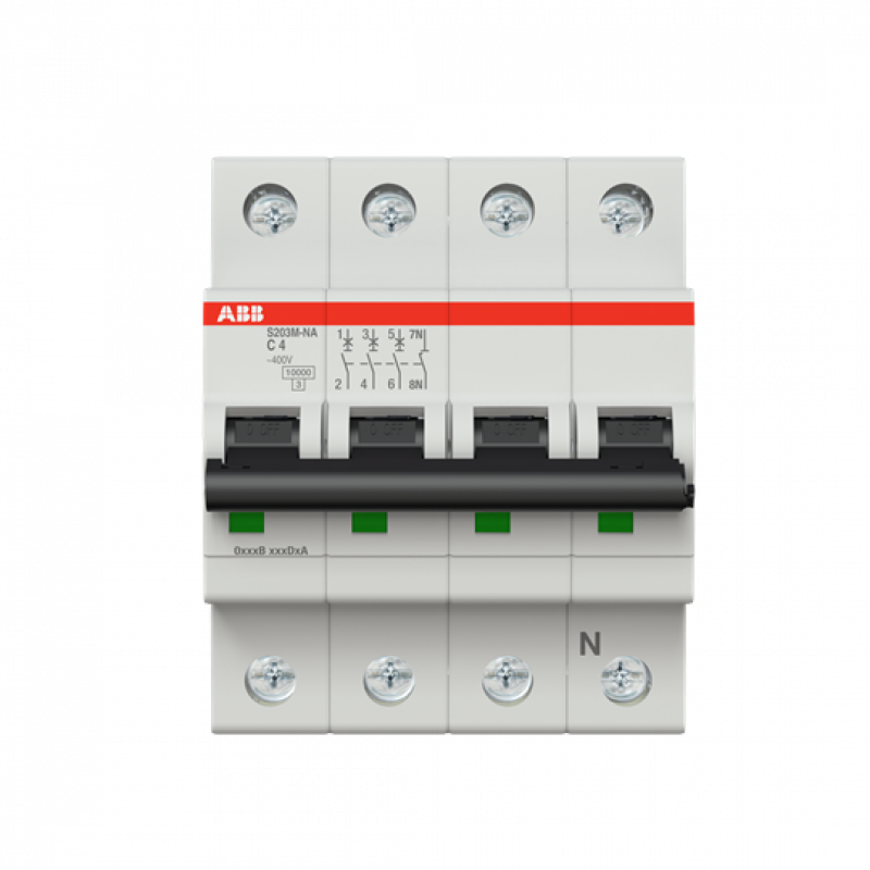 ABB S203M-C4NA Sicherungsautomat C-Char., 10 kA, 4 A, 3P+NA