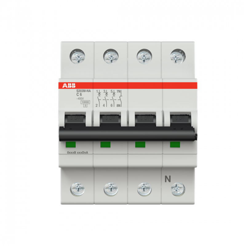 ABB S203M-C6NA Sicherungsautomat C-Char., 10 kA, 6 A, 3P+NA