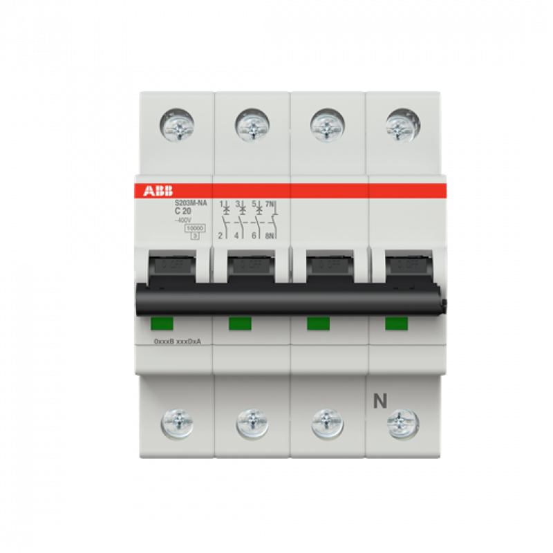 ABB S203M-C20NA Sicherungsautomat C-Char., 10 kA, 20 A, 3P+NA