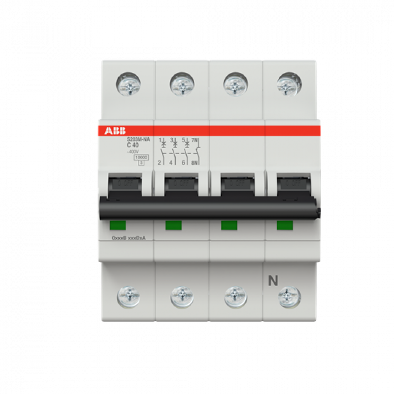ABB S203M-C40NA Sicherungsautomat C-Char., 10 kA, 40 A, 3P+NA