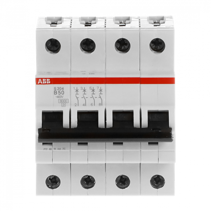 ABB S204-B50 Sicherungsautomat B-Char., 6 kA, 50 A, 4P