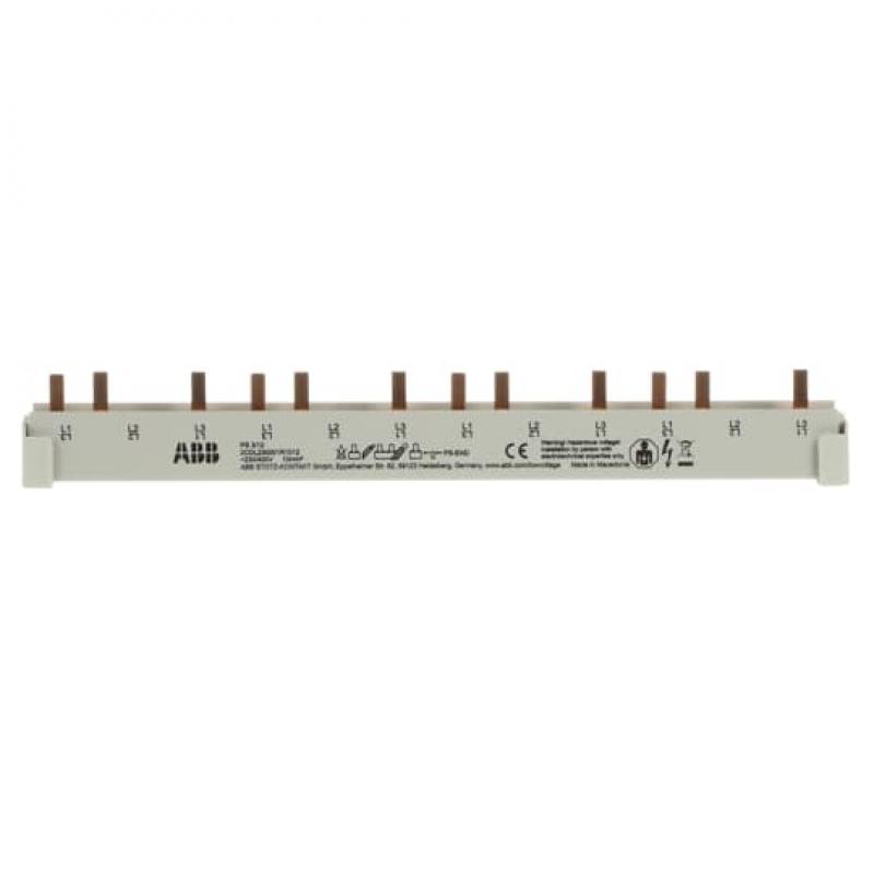 ABB PS3/12 Phasenschiene 3-phasig, 12 Pins, 12TE, 10mm², kürzbar, inkl. Endkappen Phasenfolge L1-L2-L3-L1-...