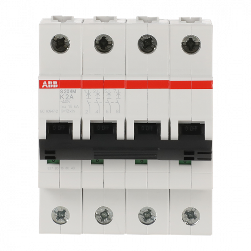 ABB S204M-K2 Sicherungsautomat K-Char., 10 kA, 2 A, 4P