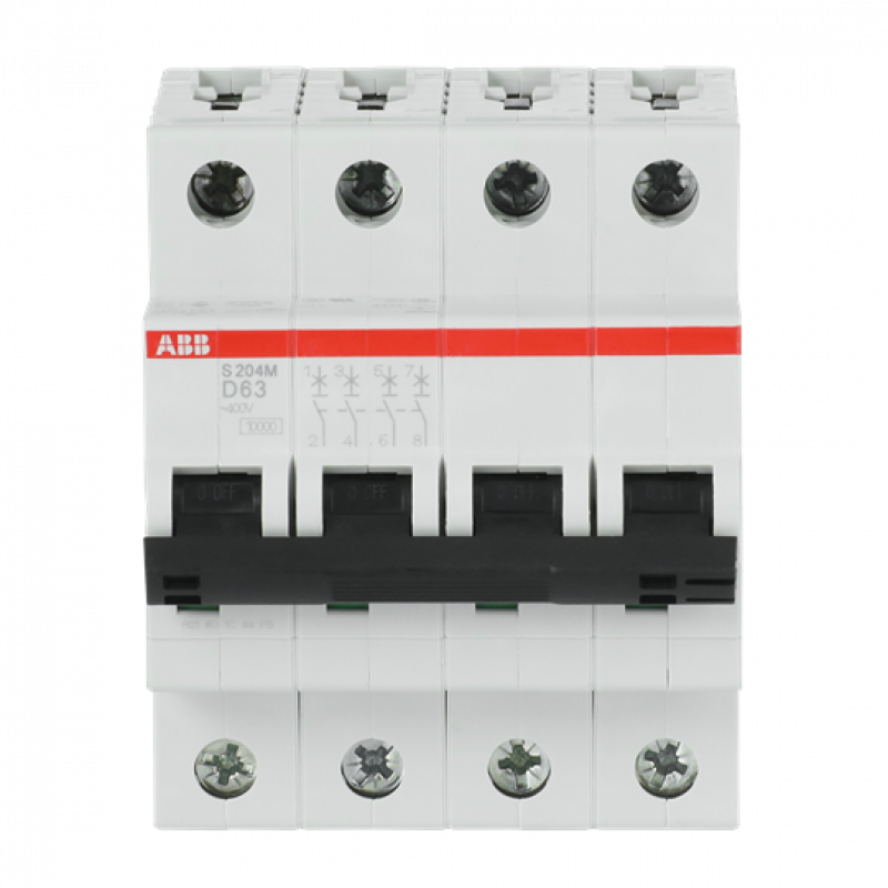 ABB S204M-D63 Sicherungsautomat D-Char., 10 kA, 63 A, 4P