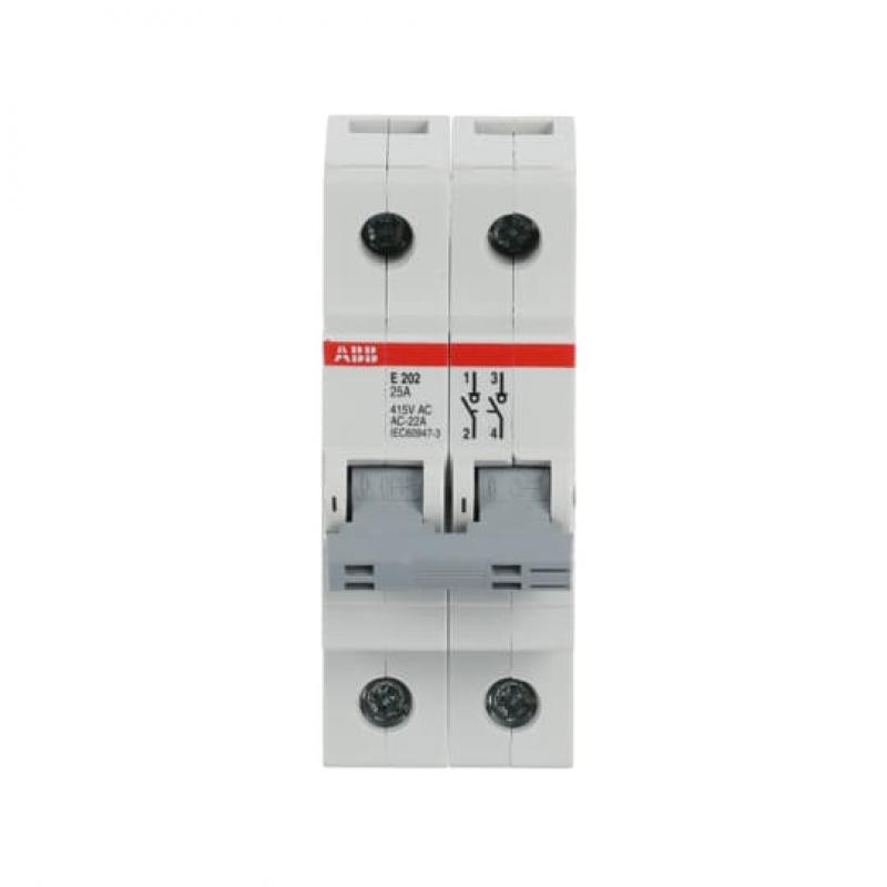 ABB E202/25G Trennschalter 2P, 25 A, Schaltgriff grau, Änderung Ursprung + Gebrauchskategorie