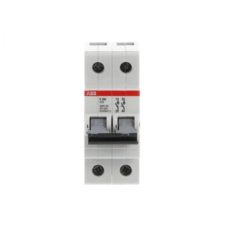 ABB E202/45G Trennschalter 2P, 45 A, Schaltgriff grau, Änderung Ursprung + Gebrauchskategorie