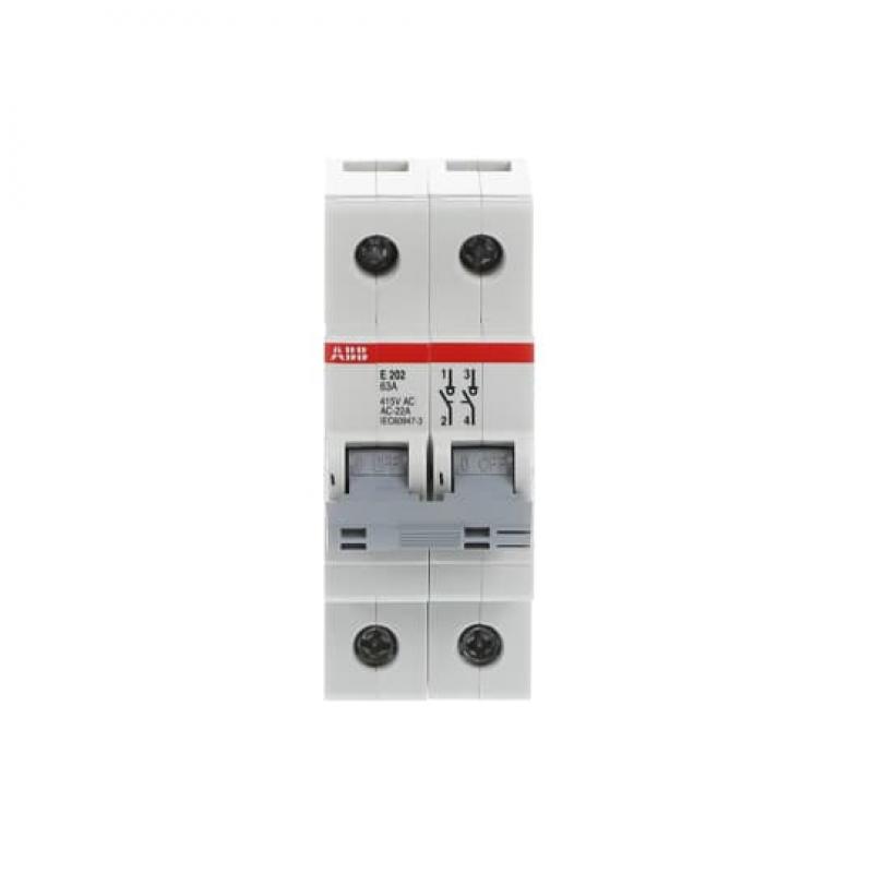 ABB E202/63G Trennschalter 2P, 63 A, Schaltgriff grau, Änderung Ursprung + Gebrauchskategorie