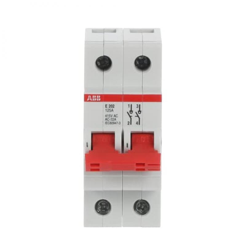 ABB E202/125R Trennschalter 2P, 125 A, Schaltgriff rot, Änderung Ursprung + Gebrauchskategorie