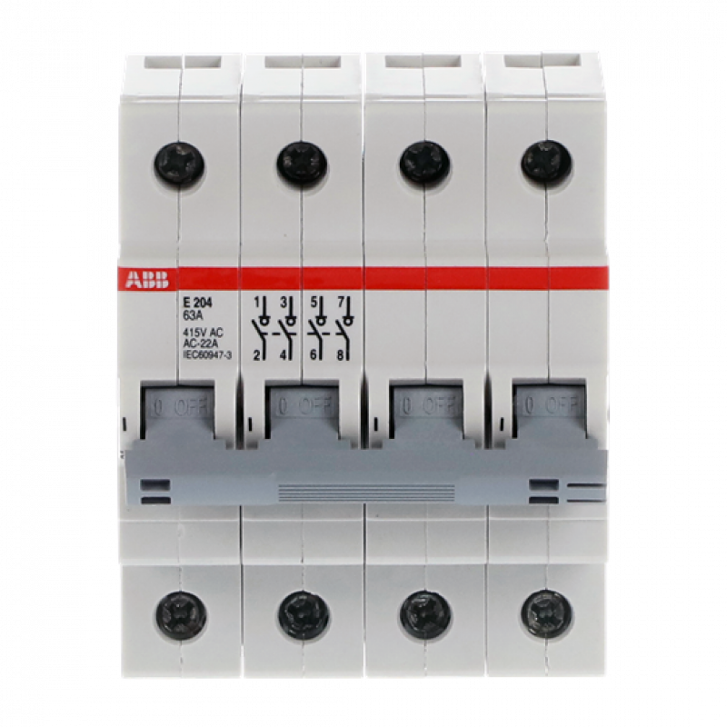 ABB E204/63G Trennschalter 4P, 63 A, Schaltgriff grau, Änderung Ursprung + Gebrauchskategorie