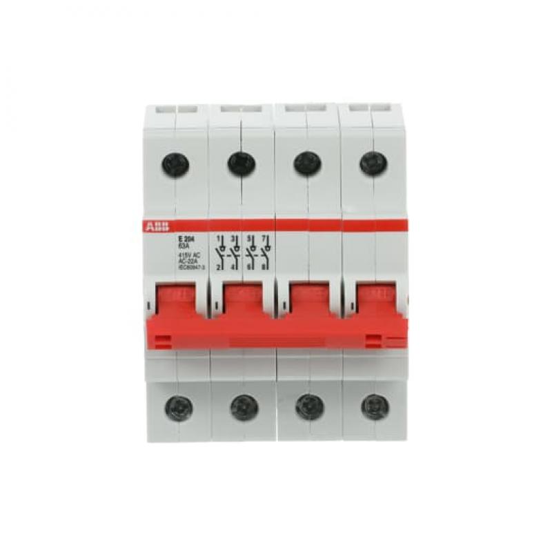 ABB E204/63R Trennschalter 4P, 63 A, Schaltgriff rot, Änderung Ursprung + Gebrauchskategorie