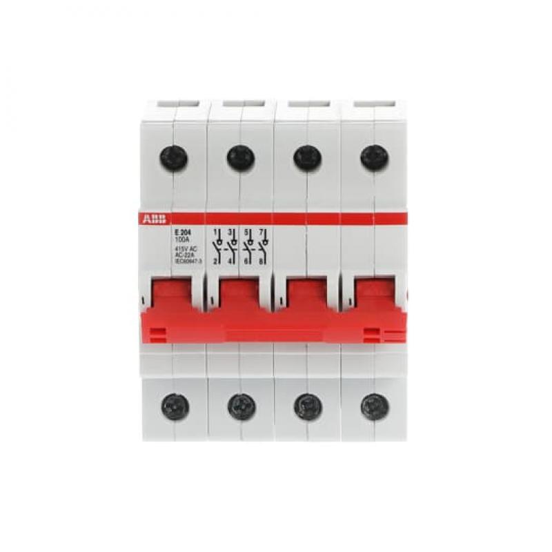 ABB E204/100R Trennschalter 4P, 100 A, Schaltgriff rot, Änderung Ursprung + Gebrauchskategorie