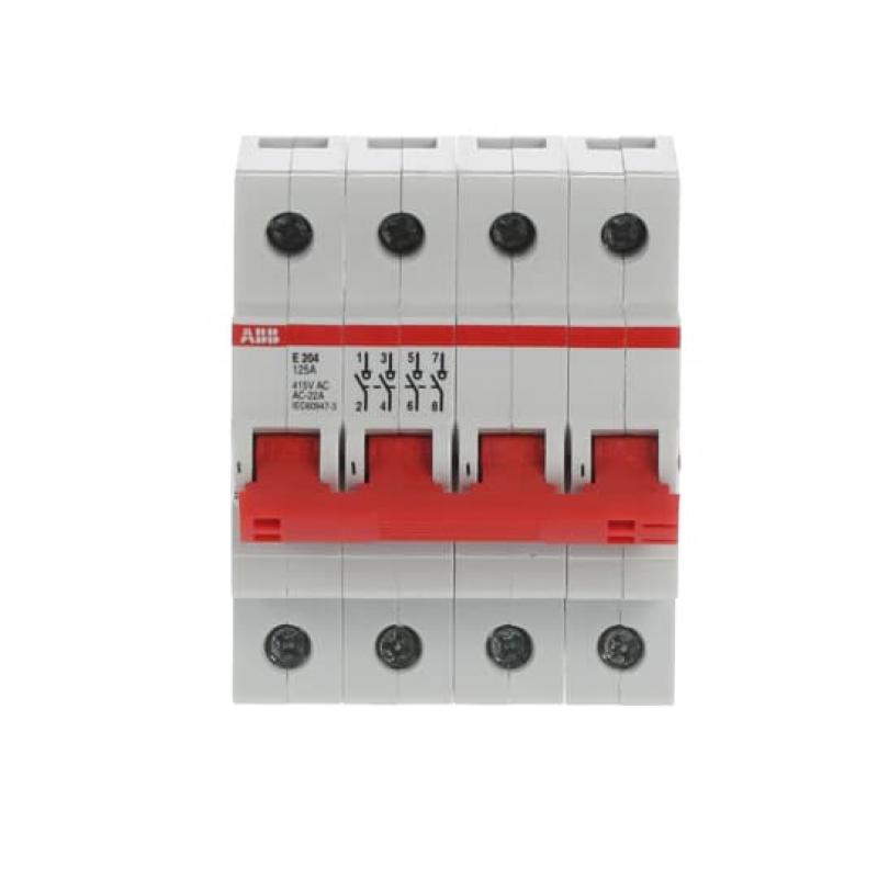 ABB E204/125R Trennschalter 4P, 125 A, Schaltgriff rot, Änderung Ursprung + Gebrauchskategorie