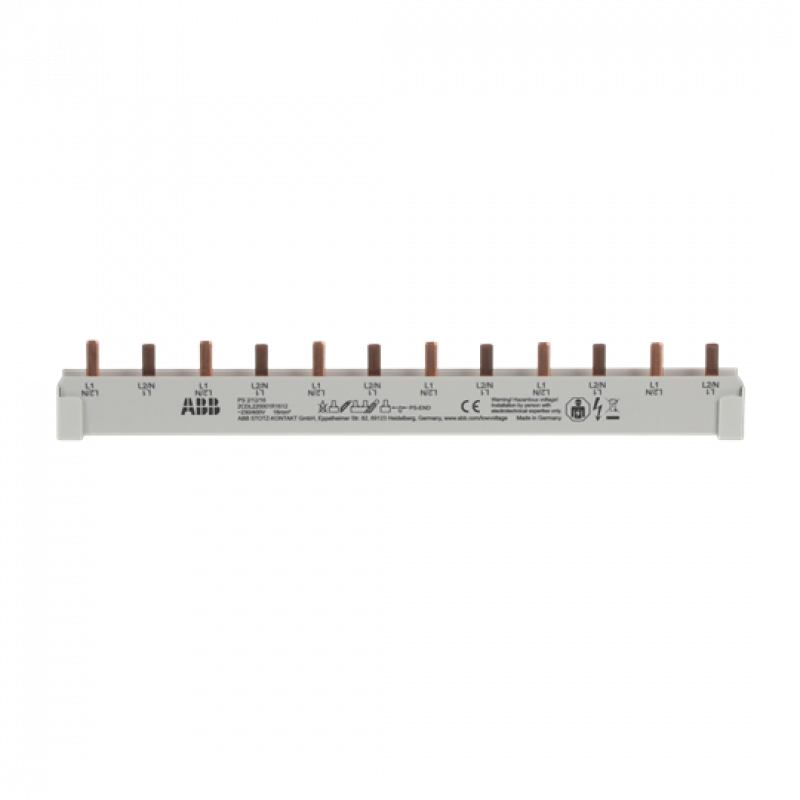 ABB PS2/12/16 Phasenschiene 2-phasig, 12 Pins, 16 mm² Phasenfolge L1-L2-L1-L2-...