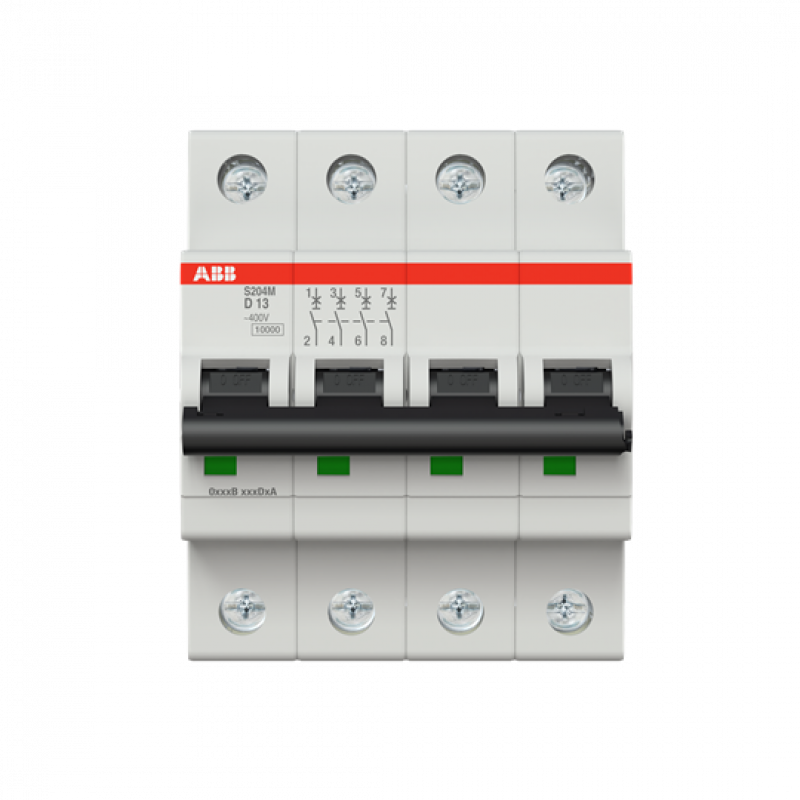 ABB S204M-D13 Sicherungsautomat D-Char., 10 kA, 13 A, 4P