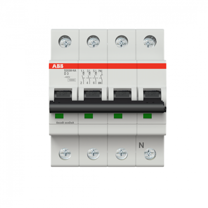 ABB S203M-D3NA Sicherungsautomat D-Char., 10 kA, 3 A, 3P+NA