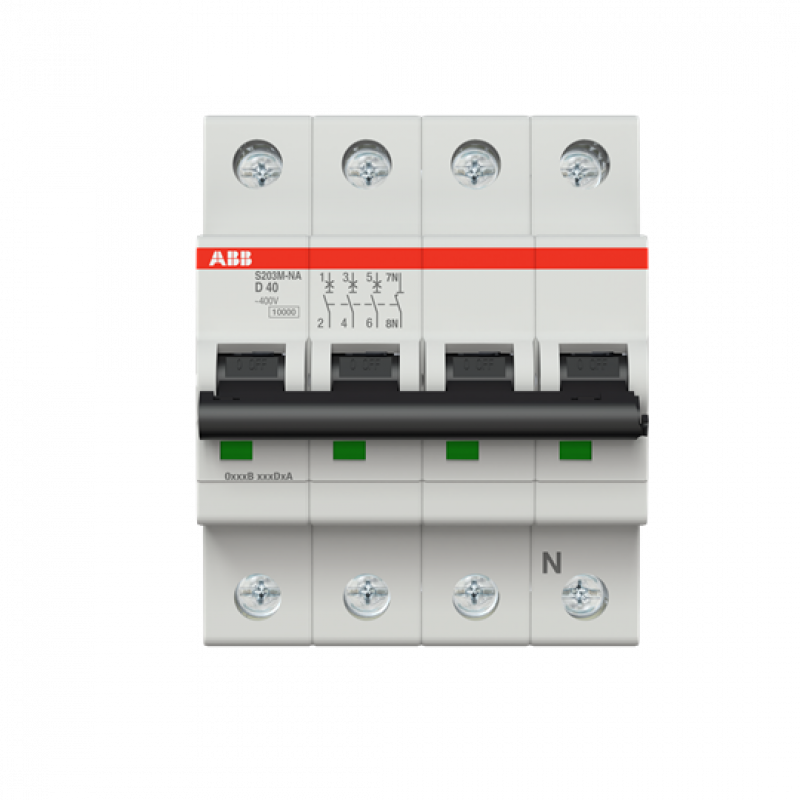 ABB S203M-D40NA Sicherungsautomat D-Char., 10 kA, 40 A, 3P+NA