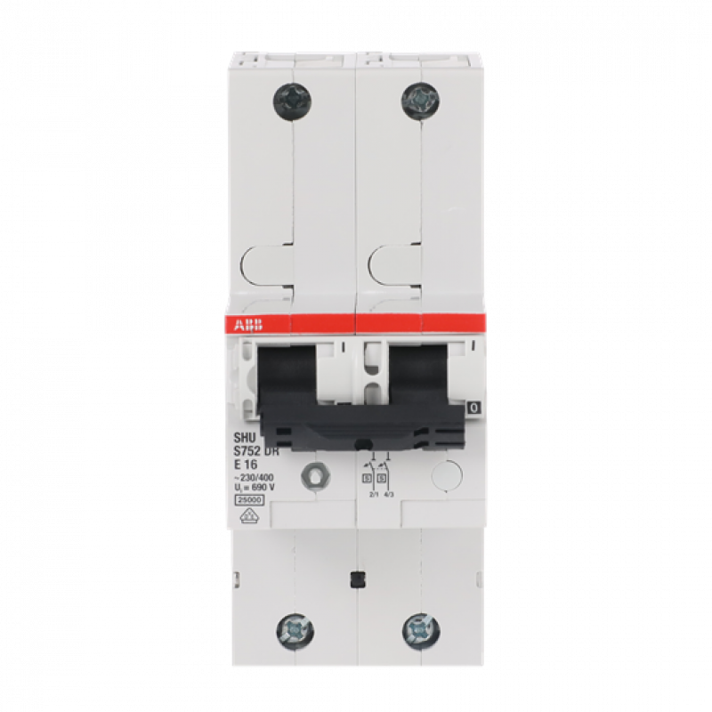 ABB S752DR-E16 Hauptleitungsschutzschalter SH-Schalter in E-Char., 25kA, 16A, 2P