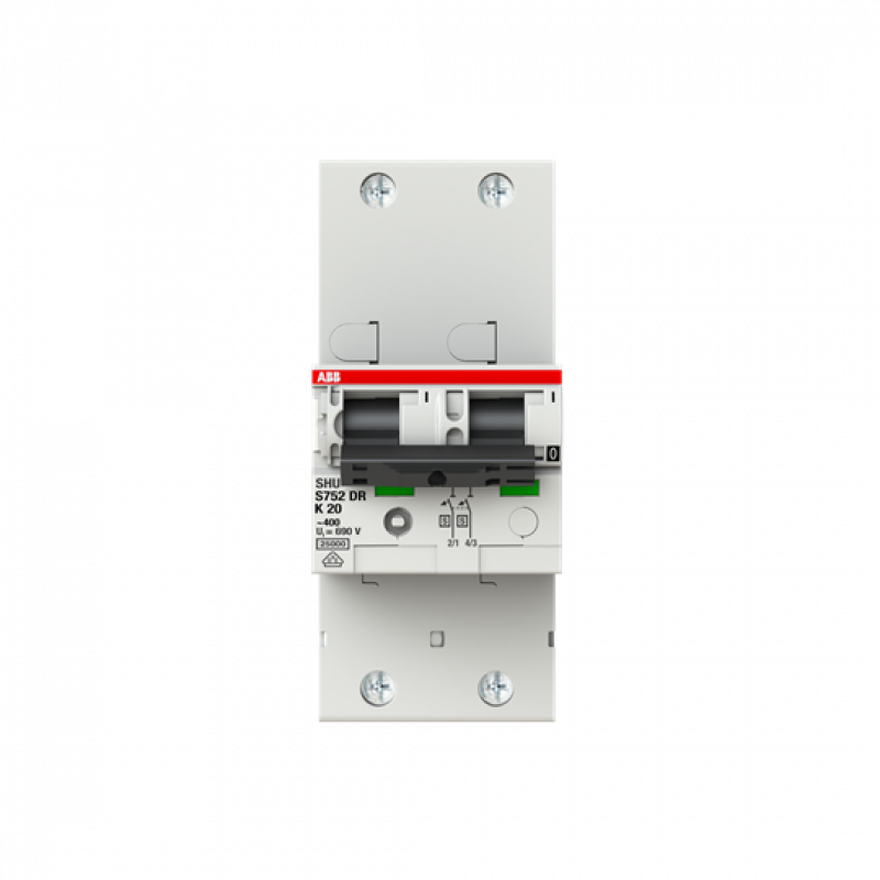 ABB S752DR-K20 Hauptleitungsschutzschalter SH-Schalter in K-Char., 25kA, 20A, 2P