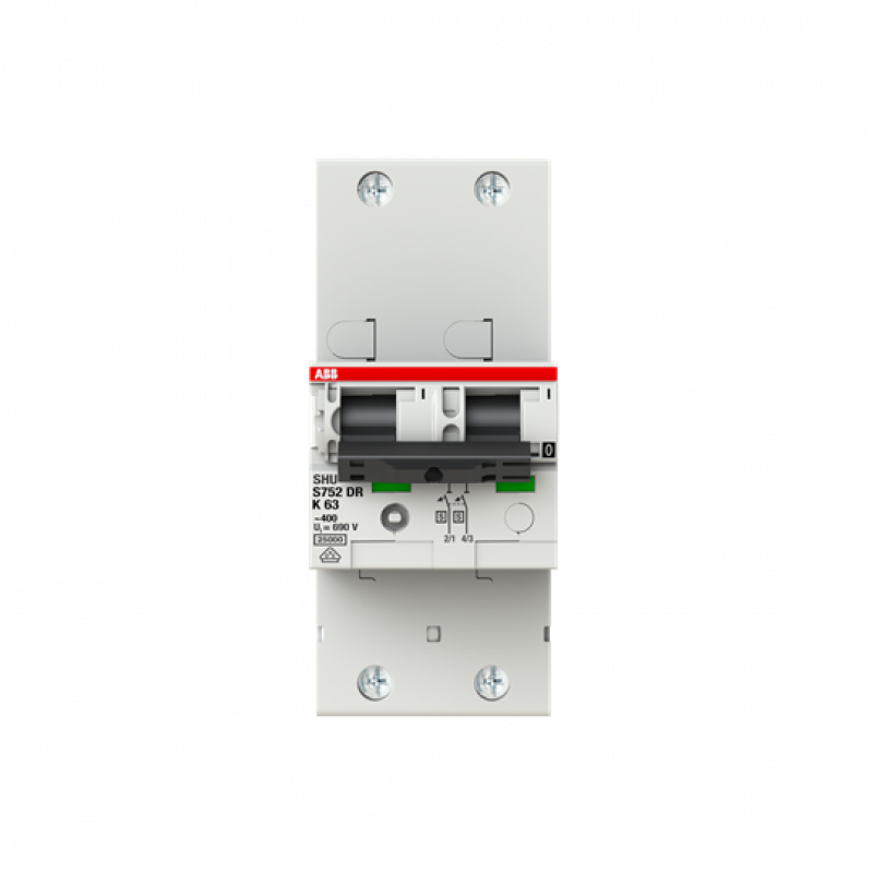 ABB S752DR-K63 Hauptleitungsschutzschalter SH-Schalter in K-Char., 25kA, 63A, 2P