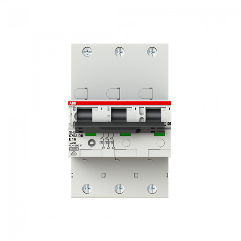 ABB S753DR-E16 Hauptleitungsschutzschalter SH-Schalter in E-Char., 25kA, 16A, 3P