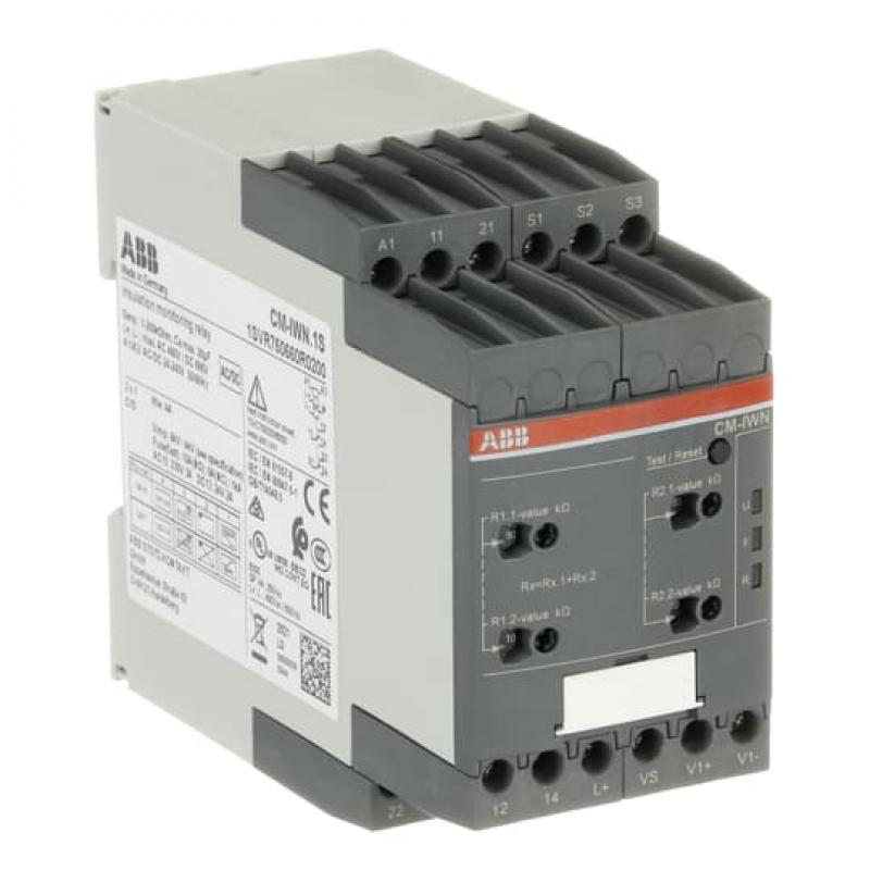 ABB CM-IWN.1S Isolationsüberwachungsrelais 2We, 1-100kOhm,2-200kOhm, 24-240V AC/DC Netzableitkapazität 20 µF Nachfolgegerät von 1SVR650660R0200