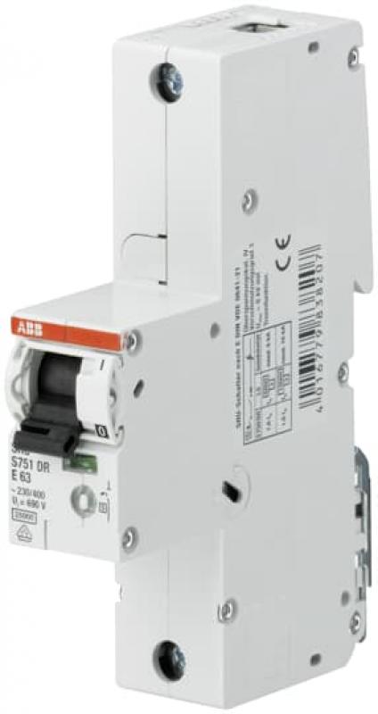 ABB S751DR-K100 Hauptleitungsschutzschalter SH-Schalter in K-Char., 25kA, 100A, 1P