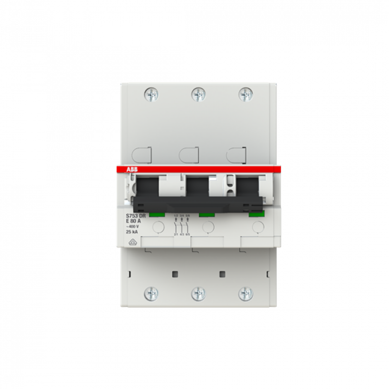 ABB S753DR-E80 Hauptleitungsschutzschalter SH-Schalter in E-Char., 25kA, 80A, 3P
