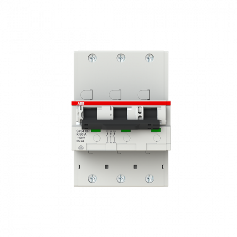 ABB S753DR-K80 Hauptleitungsschutzschalter SH-Schalter in K-Char., 25kA, 80A, 3P