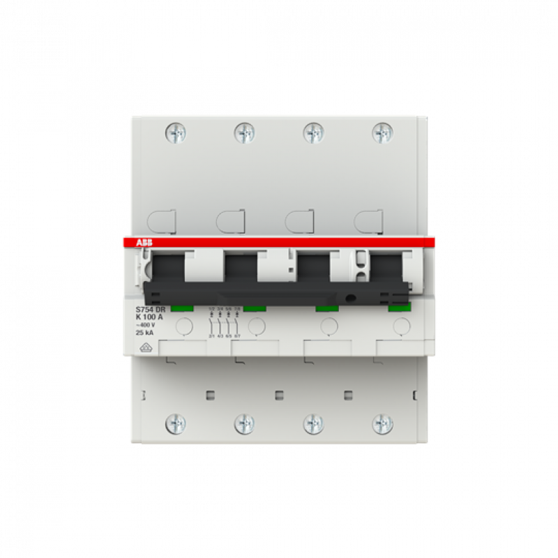 ABB S754DR-K100 Hauptleitungsschutzschalter SH-Schalter in K-Char., 25kA, 100A, 4P