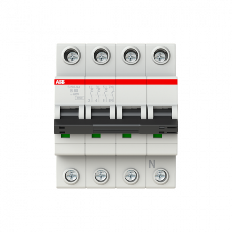 ABB S203-B80NA Sicherungsautomat B-Char., 6kA, 80A, 3P,+NA