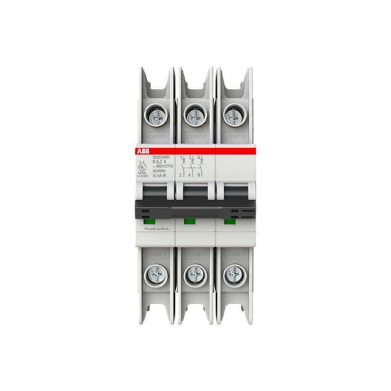 ABB SU203MR-K0.2 Sicherungsautomat K-Char., 10kA, 0.2A, 3P, RTT UL 489, Ringkabelanschluss
