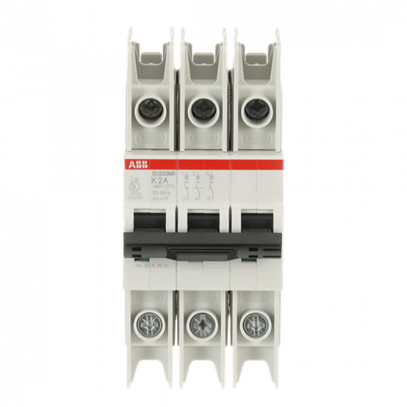 ABB SU203MR-K2 Sicherungsautomat K-Char., 10kA, 2A, 3P, RTT UL 489, Ringkabelanschluss