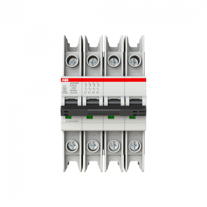 ABB SU204MR-K50 Sicherungsautomat K-Char., 10kA, 50A, 4P, RTT UL 489, Ringkabelanschluss